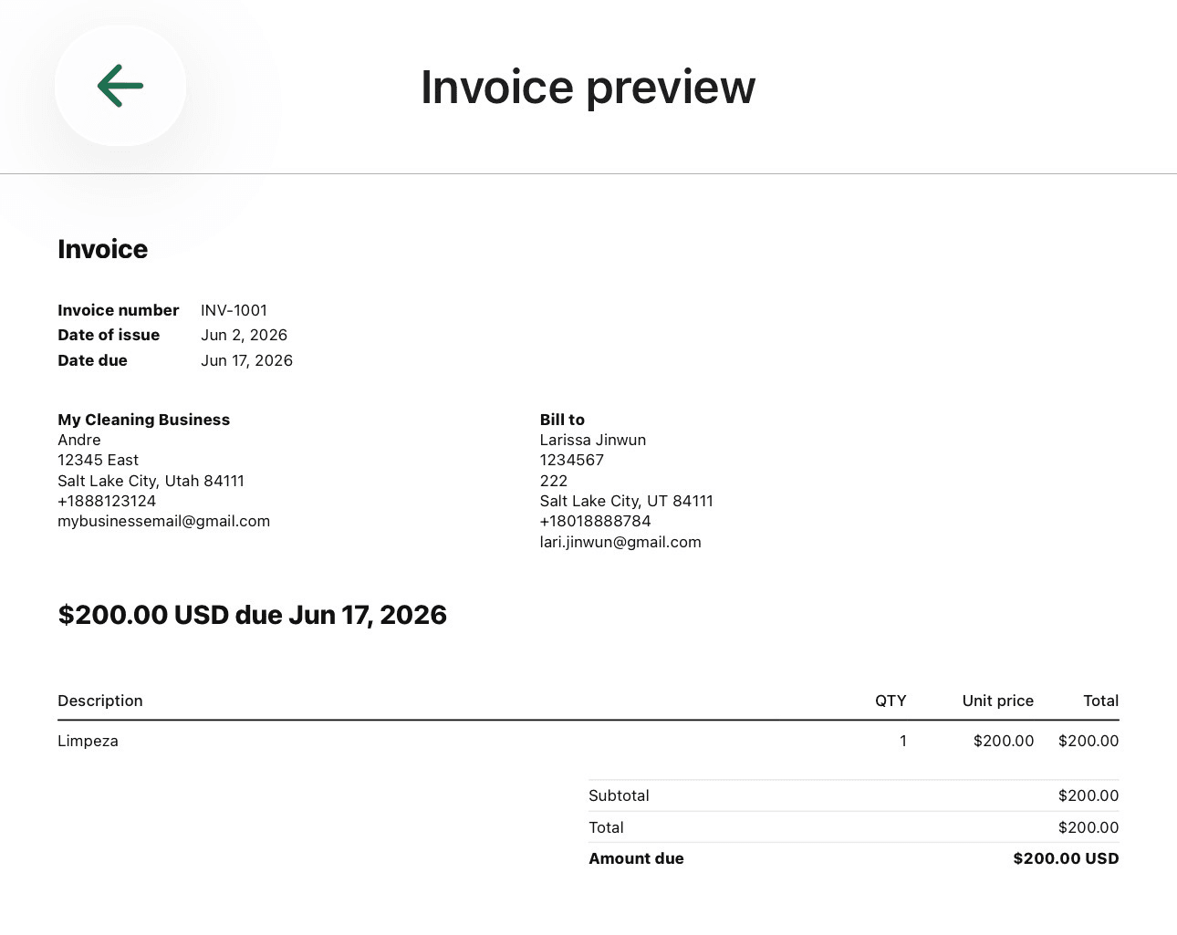 Invoice preview in your language